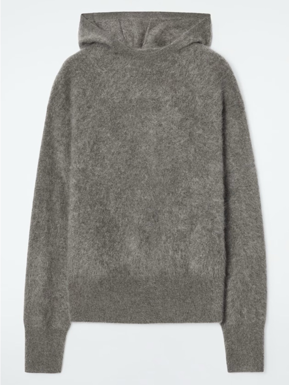 Super Soft COS Brushed 100% Cashmere Hoodie – Green‑Grey – Size Small – Like New